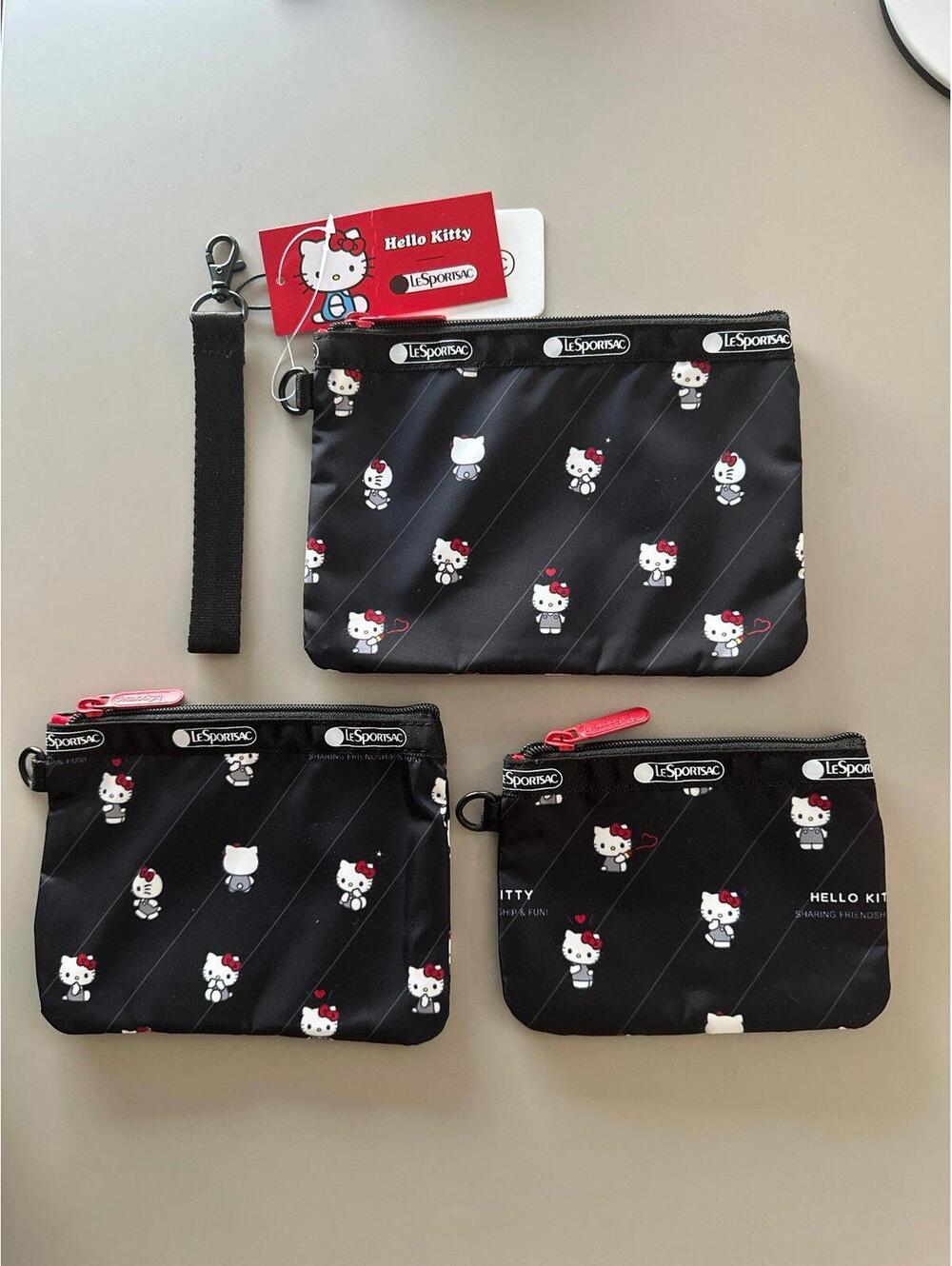 Lesportsac Hello Kitty Wristlet Pouch Set of 3 NWT